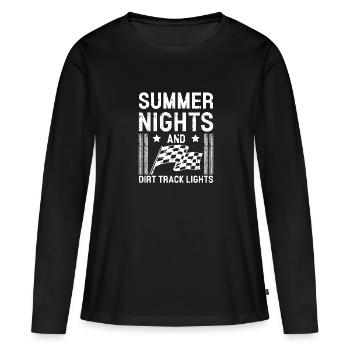 Nuits d’été et pistes de terre Lumières Course sur piste - T-shirt manches longues Premium bio Femme - noir - Devant - Julia (174cm)