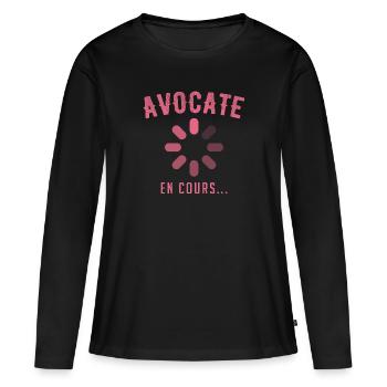 Avocate en cours - T-shirt manches longues Premium bio Femme - noir - Devant - Julia (174cm)