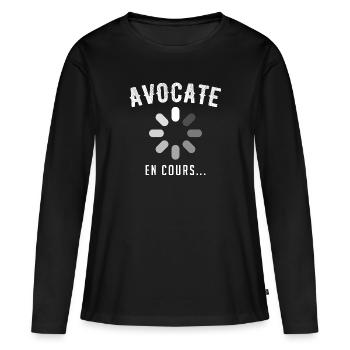 Avocate en cours - T-shirt manches longues Premium bio Femme - noir - Devant - Julia (174cm)