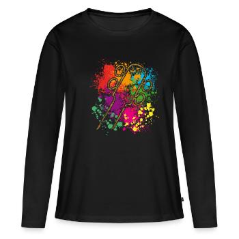 guitare basse - T-shirt manches longues Premium bio Femme - noir - Devant - Julia (174cm)