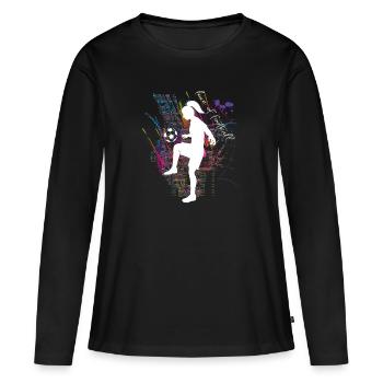 Football Women's Football Silhouette Footballer - Women's Premium Organic Long Sleeve Shirt - black - Front - Julia (174cm)
