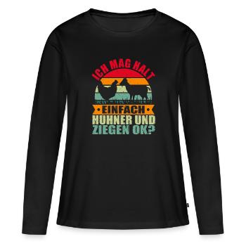 Lustiges Hühner Hühnerstall und Ziegen Bauernhof - Frauen Premium Bio Langarmshirt - Schwarz - Vorne - Julia (174cm)