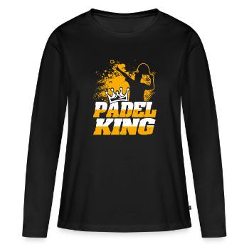 Padel Tennis Play Retro Man Padel Cadeau - T-shirt manches longues Premium bio Femme - noir - Devant - Julia (174cm)