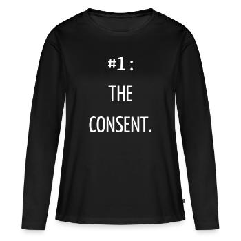 #1 : the consent. - T-shirt manches longues Premium bio Femme - noir - Devant - Julia (174cm)