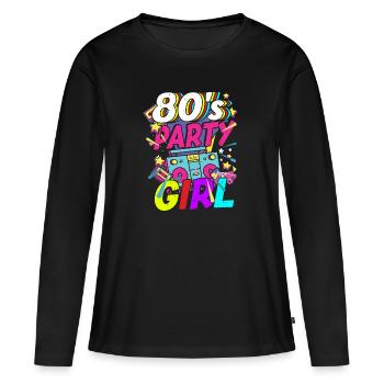 80 Girl 80s soirée à thème - T-shirt manches longues Premium bio Femme - noir - Devant - Julia (174cm)
