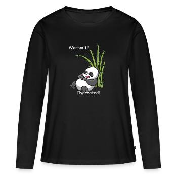 Panda endormi - entraînement? Surévalué - T-shirt manches longues Premium bio Femme - noir - Devant - Julia (174cm)
