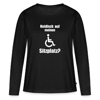 Rollstuhl Witz - Frauen Premium Bio Langarmshirt - Schwarz - Vorne - Julia (174cm)