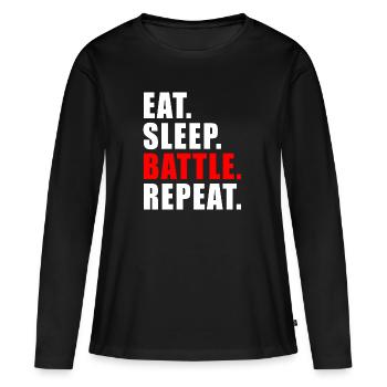 EAT SLEEP BATTLE REPEAT GIFT GAMING BRAWL GAME - T-shirt manches longues Premium bio Femme - noir - Devant - Julia (174cm)