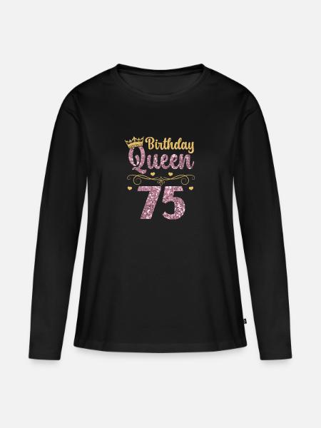 75.Geburtstag Königin 75 Jahre Fünfundsiebzig - Frauen Premium Bio Langarmshirt - Schwarz