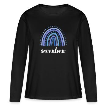 Blue Rainbow dix-sept ans 17e anniversaire - T-shirt manches longues Premium bio Femme - noir - Devant - Julia (174cm)