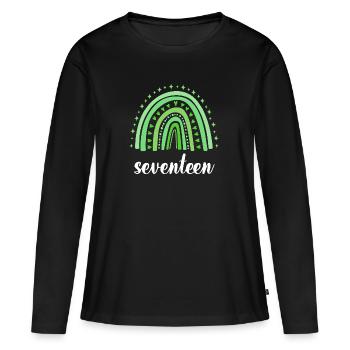 Green Rainbow dix-sept ans 17e anniversaire - T-shirt manches longues Premium bio Femme - noir - Devant - Julia (174cm)
