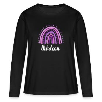 Purple Rainbow Treize ans 13e anniversaire - T-shirt manches longues Premium bio Femme - noir - Devant - Julia (174cm)
