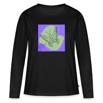 Minimalistischer Schmetterling. - Frauen Premium Bio Langarmshirt - Schwarz - Vorne - Julia (174cm)