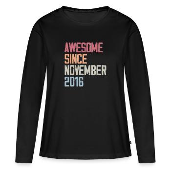 Geburtstagsgeschenk im November 2016 - Frauen Premium Bio Langarmshirt - Schwarz - Vorne - Julia (174cm)