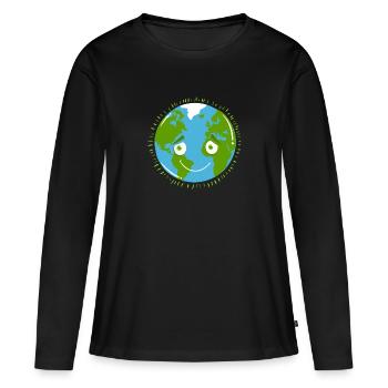 Planète timide TERRE - T-shirt manches longues Premium bio Femme - noir - Devant - Julia (174cm)