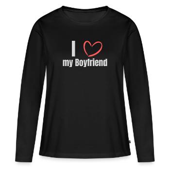 I love my boyfriend - Women's Premium Organic Long Sleeve Shirt - black - Front - Julia (174cm)
