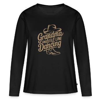 Coole Line Dance Oma. Oma hat Freude am Tanzen - Frauen Premium Bio Langarmshirt - Schwarz - Vorne - Julia (174cm)