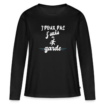 t-shirt je peux pas je suis de garde - T-shirt manches longues Premium bio Femme - noir - Devant - Julia (174cm)