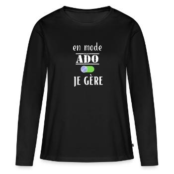 t-shirt ado. Idée cadeau adolescent. - T-shirt manches longues Premium bio Femme - noir - Devant - Julia (174cm)