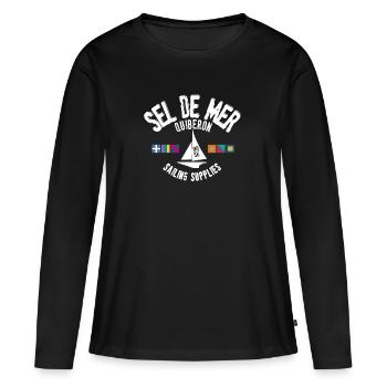 Sel de mer Quiberon - T-shirt manches longues Premium bio Femme - noir - Devant - Julia (174cm)