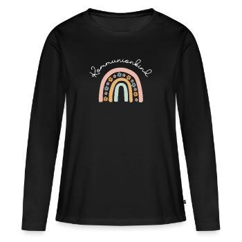 Kommunionkind Regenbogen Kommunion - Frauen Premium Bio Langarmshirt - Schwarz - Vorne - Julia (174cm)
