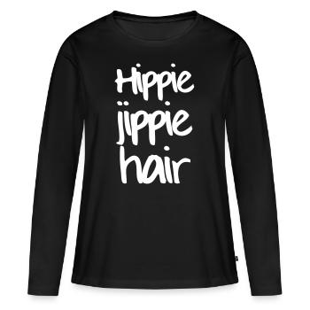 HIPPIE JIPPIE YEAH - T-shirt manches longues Premium bio Femme - noir - Devant - Julia (174cm)