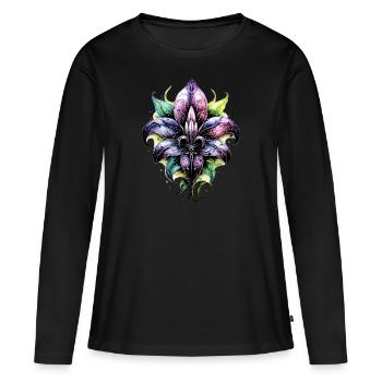 Fleur de Lys, Lily, Mardi Gras, France armoiries - T-shirt manches longues Premium bio Femme - noir - Devant - Julia (174cm)