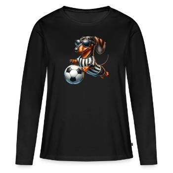Dachshund Fussballspieler Wiener Hund Fan - Frauen Premium Bio Langarmshirt - Schwarz - Vorne - Julia (174cm)