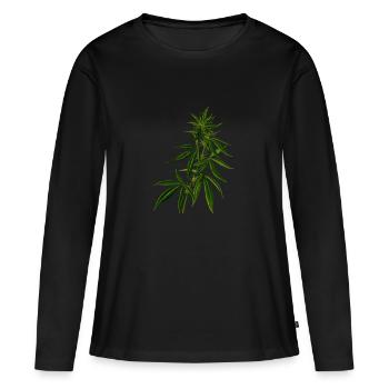cannabis - T-shirt manches longues Premium bio Femme - noir - Devant - Julia (174cm)