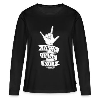 Traduction Approximative #2 - T-shirt manches longues Premium bio Femme - noir - Devant - Julia (174cm)
