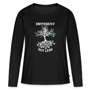 CHEMISE DE SENSIBILISATION À L’AUTISME - T-shirt manches longues Premium bio Femme - noir - Devant - Julia (174cm)