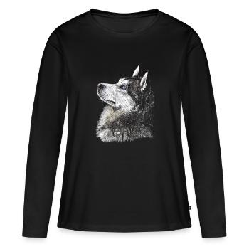 Husky - T-shirt manches longues Premium bio Femme - noir - Devant - Julia (174cm)