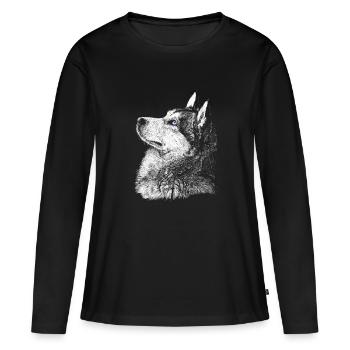 Husky - T-shirt manches longues Premium bio Femme - noir - Devant - Julia (174cm)