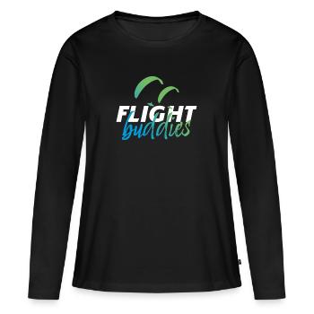 FLIGHT buddies Gleitschirmflieger Freunde - Frauen Premium Bio Langarmshirt - Schwarz - Vorne - Julia (174cm)