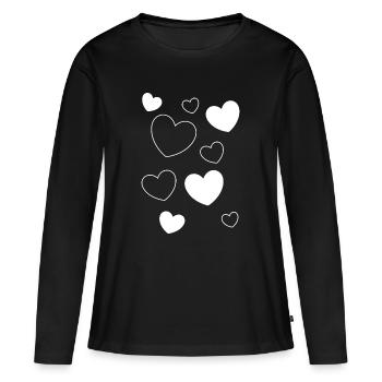 Saint-Valentin, Saint-Valentin, Saint-Valentin - T-shirt manches longues Premium bio Femme - noir - Devant - Julia (174cm)