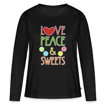 Cool Statement Dessert sucré - T-shirt manches longues Premium bio Femme - noir - Devant - Julia (174cm)
