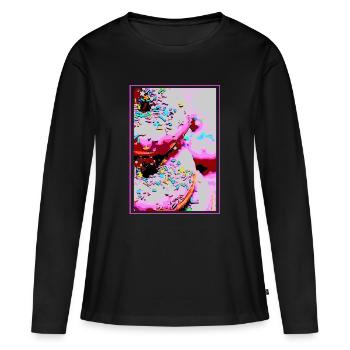 DONUTS - T-shirt manches longues Premium bio Femme - noir - Devant - Julia (174cm)