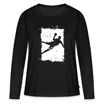 Illustration de destruction d’explosion de lancer de handball - T-shirt manches longues Premium bio Femme - noir - Devant - Julia (174cm)
