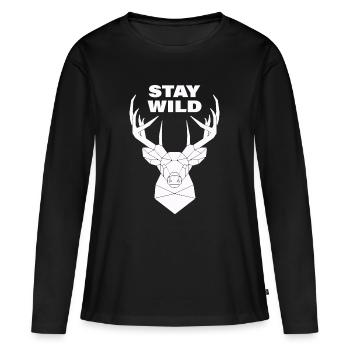 RESTEZ SAUVAGE - T-shirt manches longues Premium bio Femme - noir - Devant - Julia (174cm)