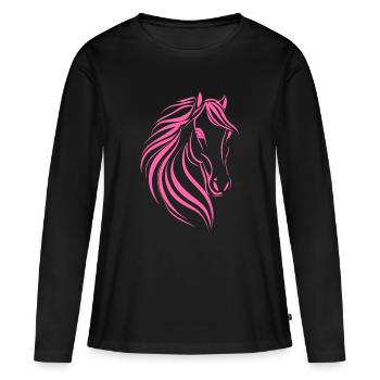 Delicate Horse Drawing - Women's Premium Organic Long Sleeve Shirt - black - Front - Julia (174cm)
