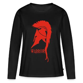 Antiker Krieger Roter Helm - Frauen Premium Bio Langarmshirt - Schwarz - Vorne - Julia (174cm)