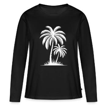 Les palmiers sont mes amis Pure idylle de palmier - T-shirt manches longues Premium bio Femme - noir - Devant - Julia (174cm)