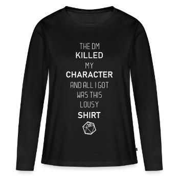DM Killed my character - T-shirt manches longues Premium bio Femme - noir - Devant - Julia (174cm)