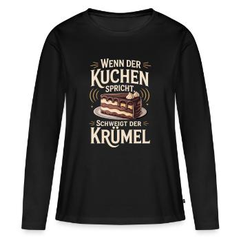 Quand le gâteau parle, la miette se tait - T-shirt manches longues Premium bio Femme - noir - Devant - Julia (174cm)