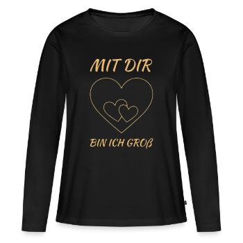 I'm big with you - Valentine's Day heart for couples - Women's Premium Organic Long Sleeve Shirt - black - Front - Julia (174cm)
