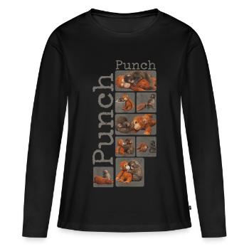 Petit singe mignon donne un coup de poing Coup de poing singe - T-shirt manches longues Premium bio Femme - noir - Devant - Julia (174cm)