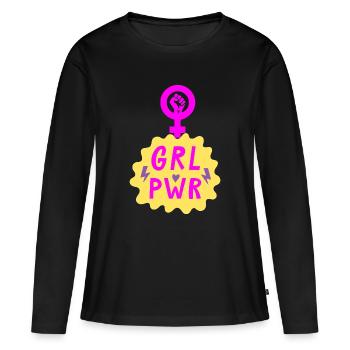 GIRL POWER – HEART OF STRENGTH! ♀ GIRLS SISTERS - Frauen Premium Bio Langarmshirt - Schwarz - Vorne - Julia (174cm)