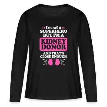 Nierenspender Spender Niere - Frauen Premium Bio Langarmshirt - Schwarz - Vorne - Julia (174cm)