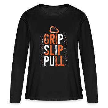 Grip Slip Pull Escalade - T-shirt manches longues Premium bio Femme - noir - Devant - Julia (174cm)