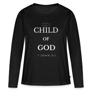 Enfant de Dieu, Couronne Jean 3:1 - T-shirt manches longues Premium bio Femme - noir - Devant - Julia (174cm)